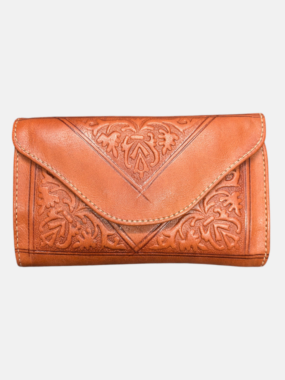 Small Leather Tri-Fold Purse Light Brown