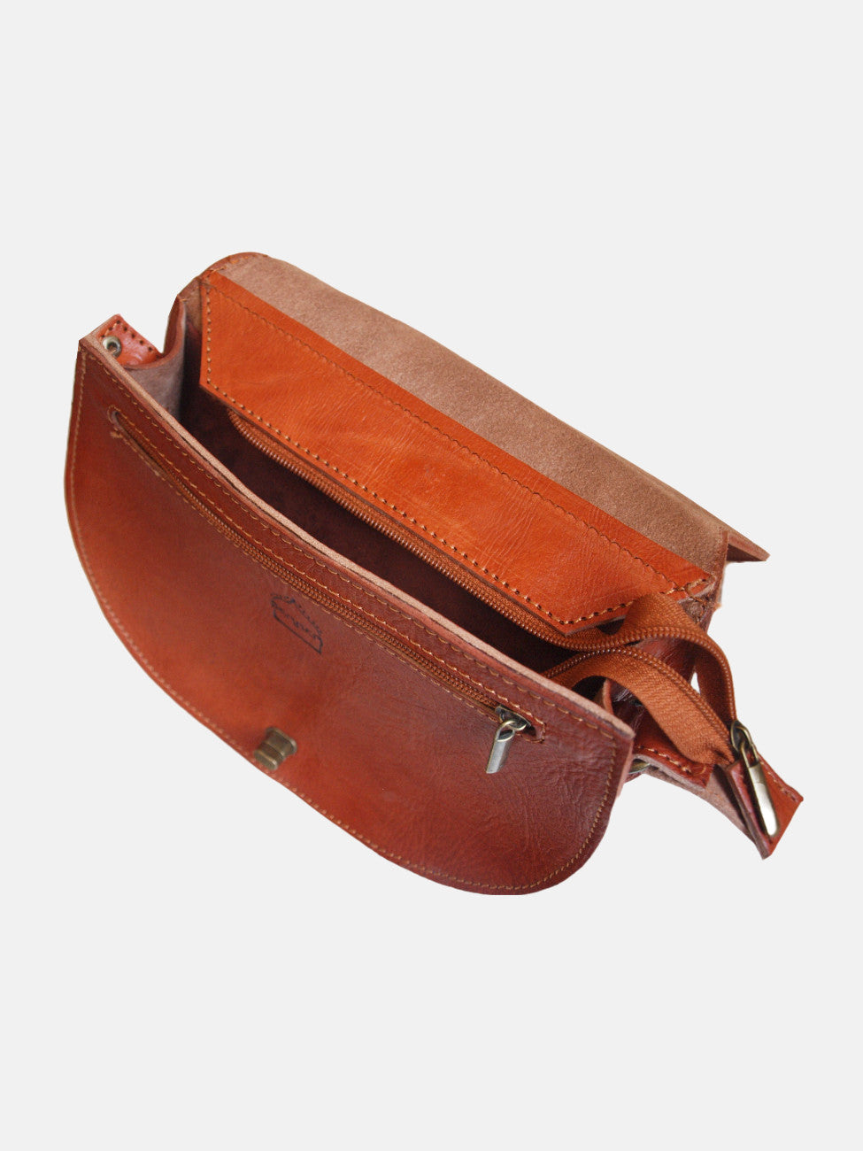 The Temara Embossed Saddle Bag in Light Brown