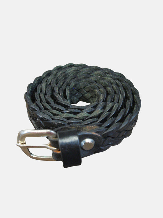 Narrow Braided Belt in Black