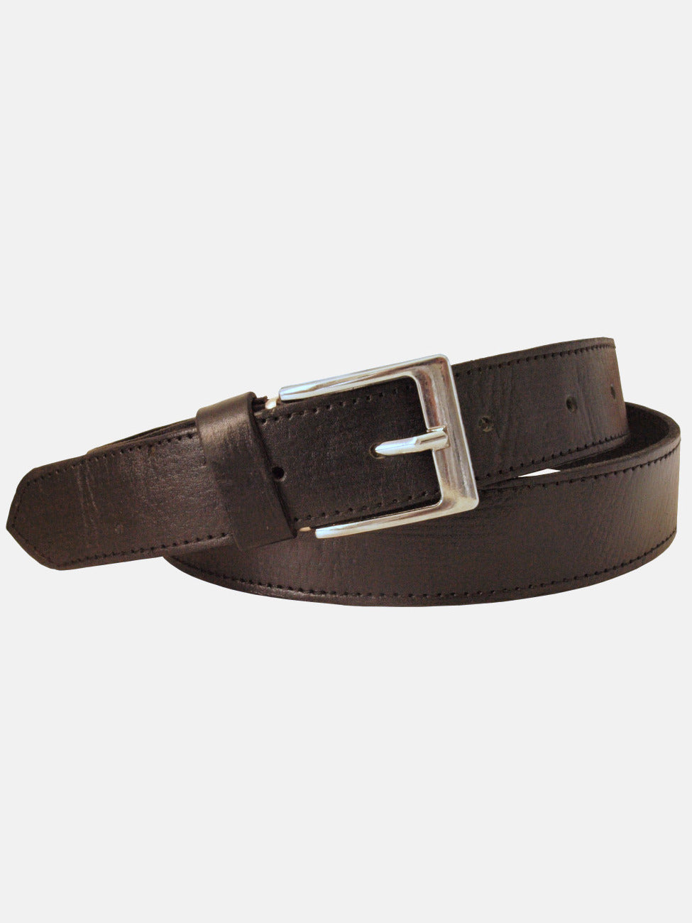 Black Leather Belt with Black Stitching - Narrow Width