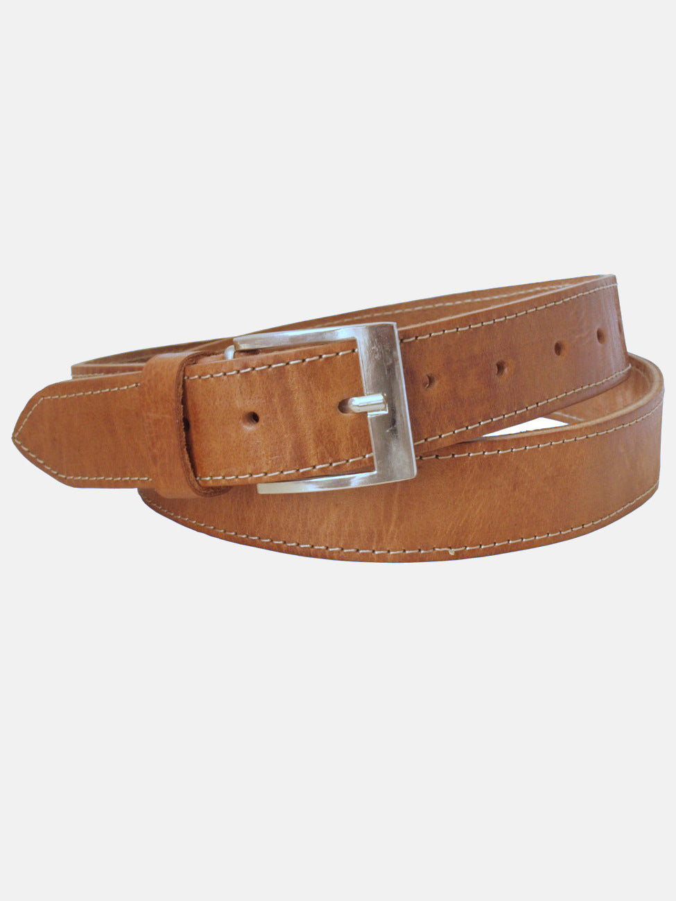 Bruine leren riem - smalle breedte