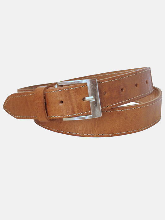 Ceinture en cuir fauve - Largeur étroite