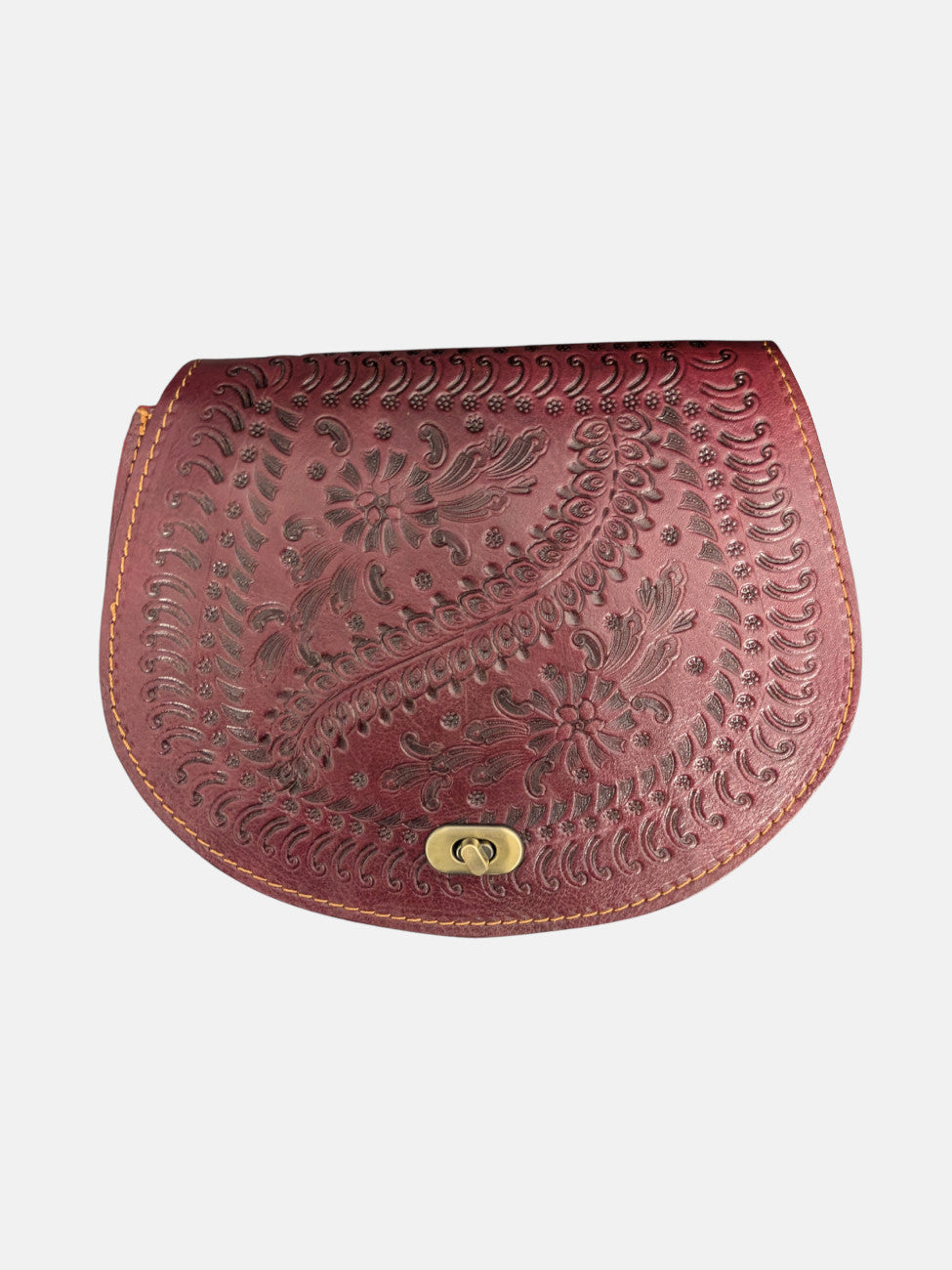 The Temara Embossed Saddle Bag in Oxblood