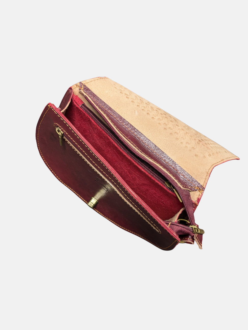 The Temara Embossed Saddle Bag in Oxblood