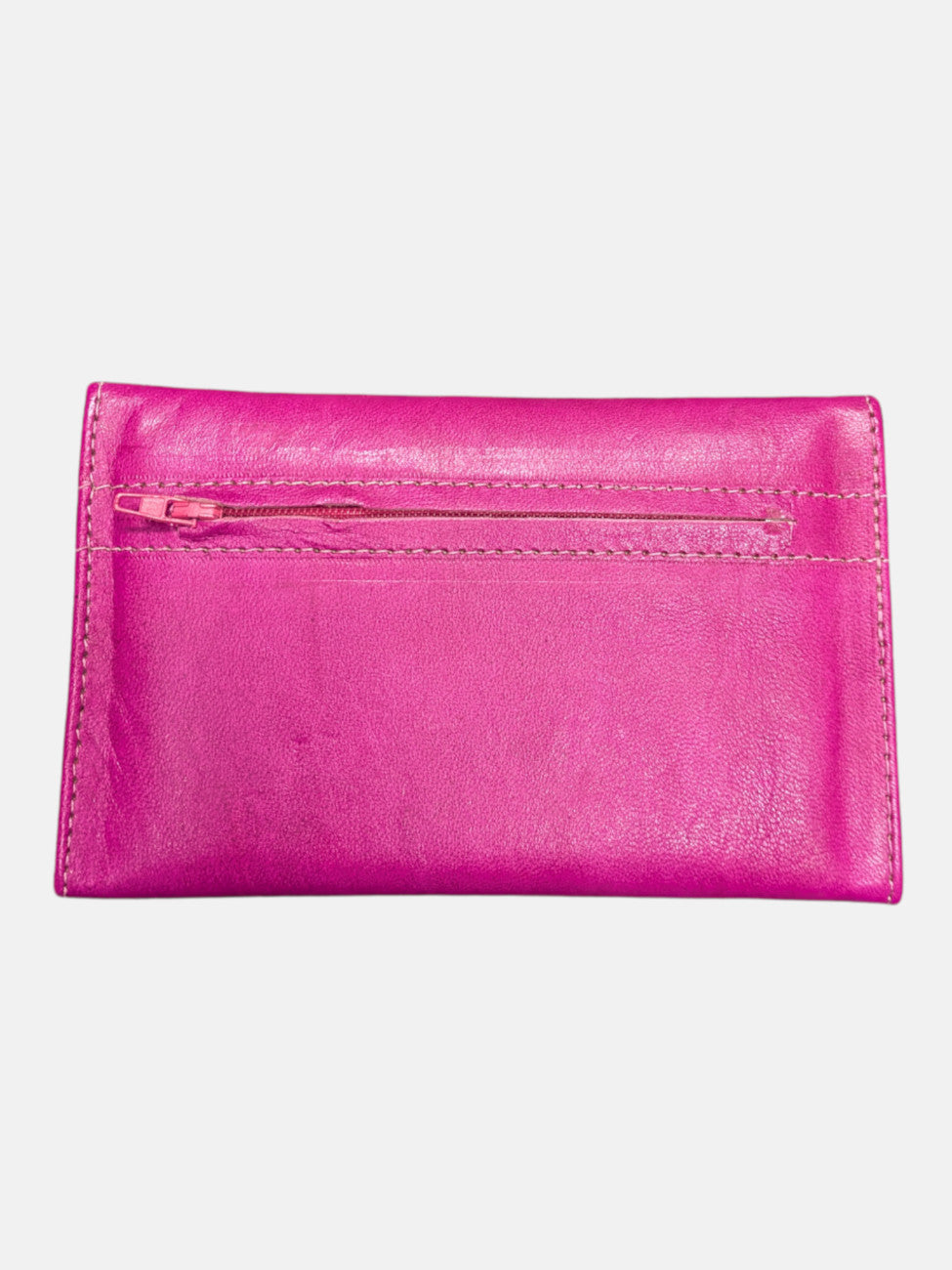 Small Leather Tri-Fold Purse Pink