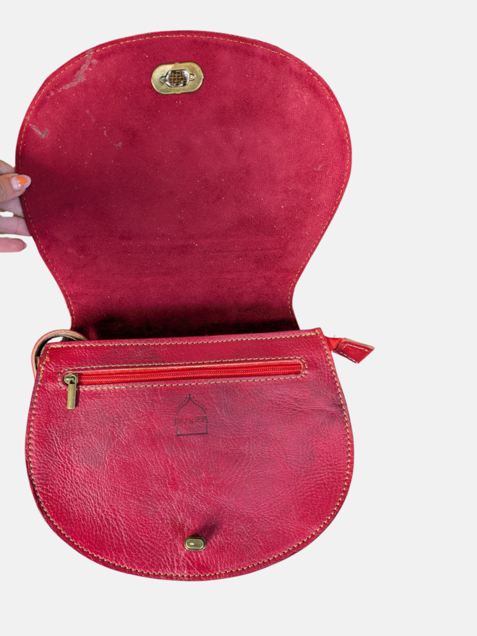 Second - Temara Embossed Saddle Bag in Red