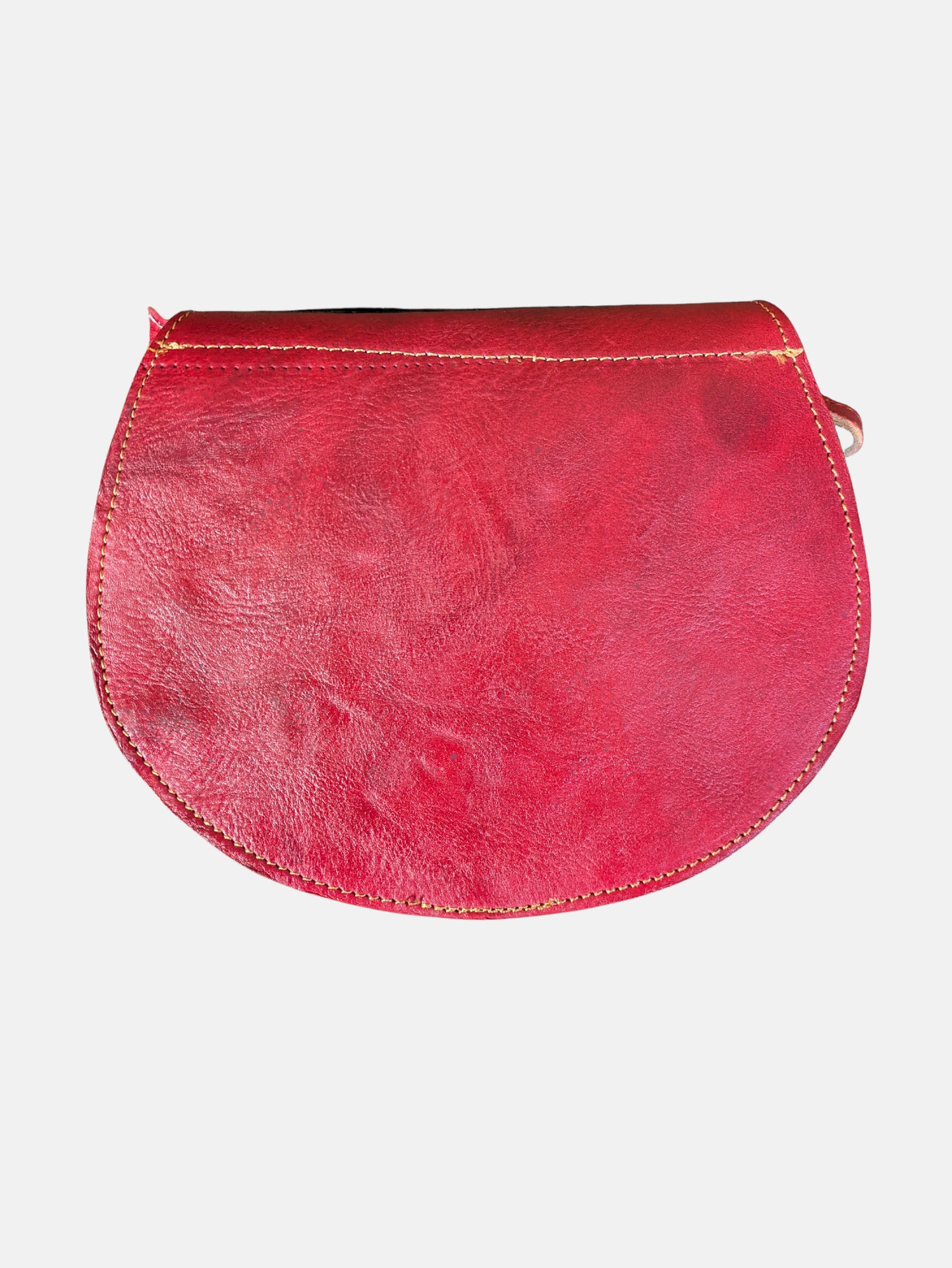 Second - Temara Embossed Saddle Bag in Red