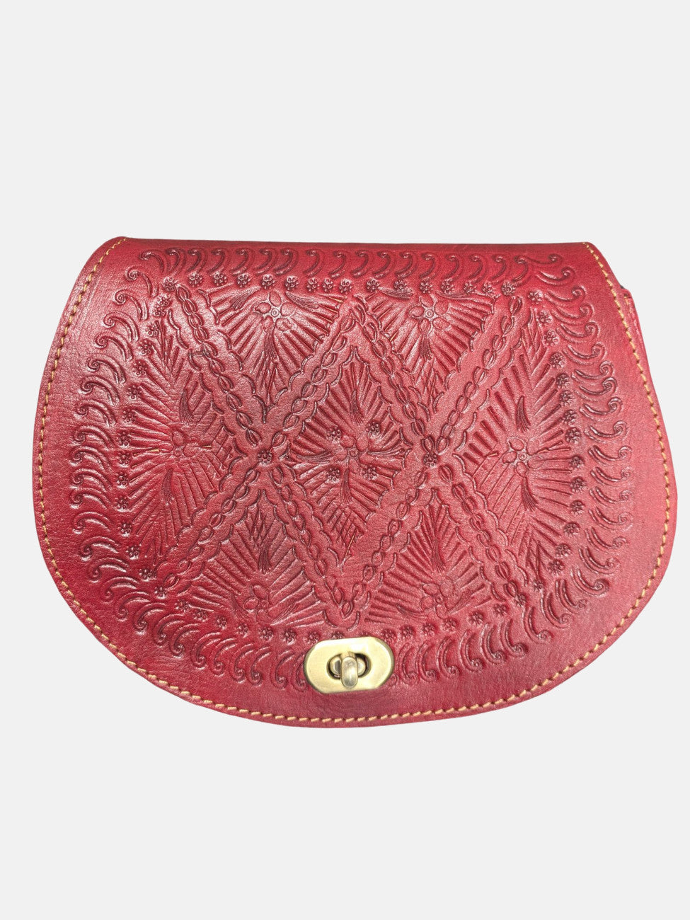 The Temara Embossed Saddle Bag in Red