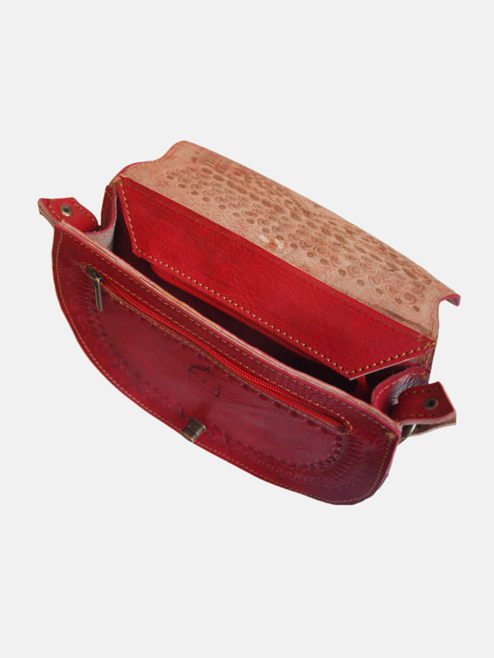 The Temara Embossed Saddle Bag in Red