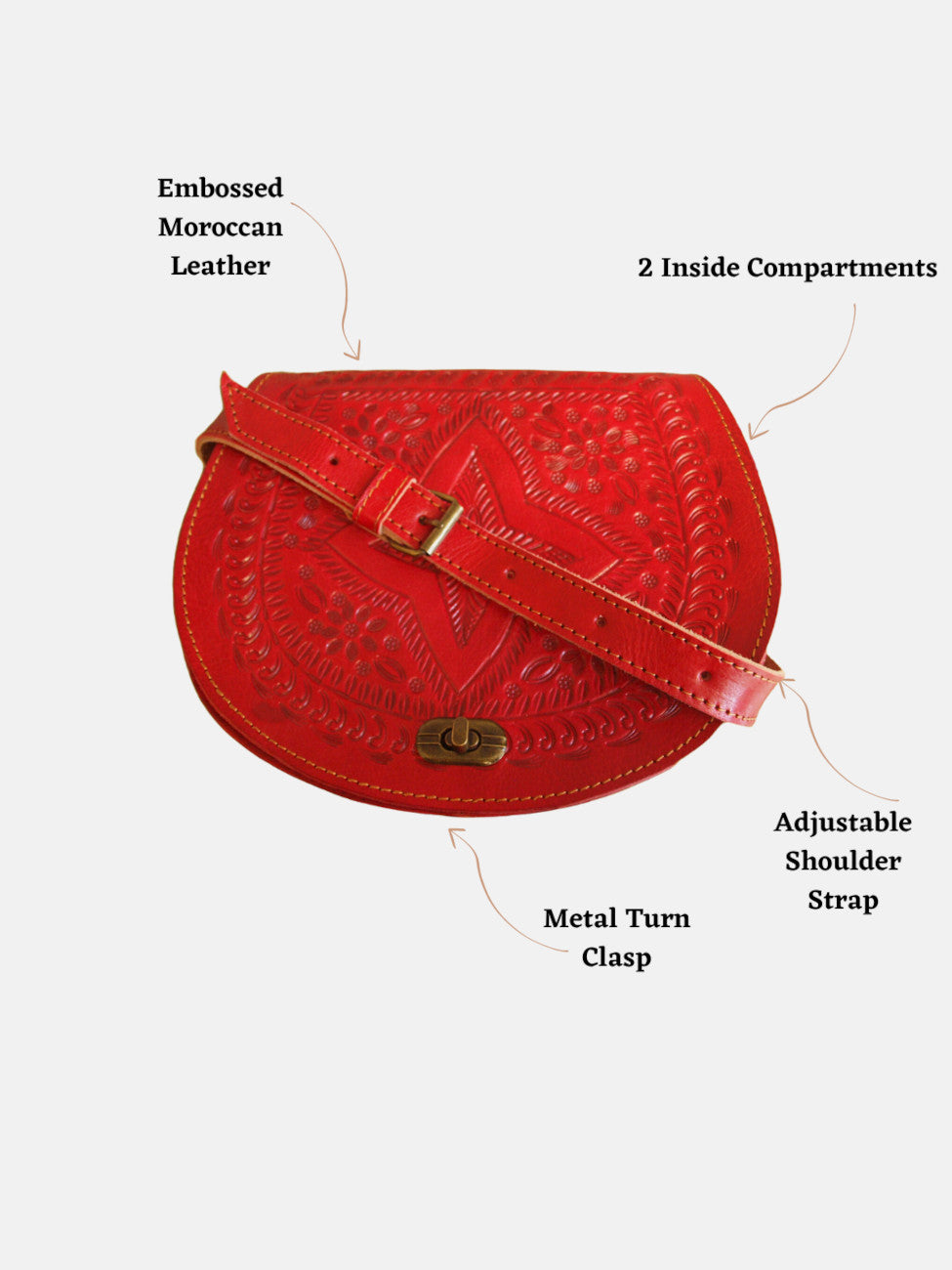 The Temara Embossed Saddle Bag in Red