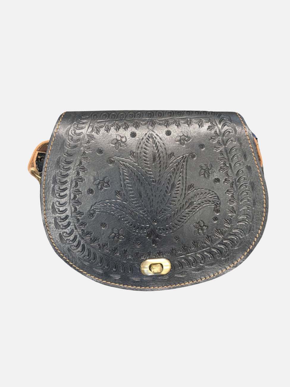 Second - Temara Embossed Saddle Bag in Navy Blue