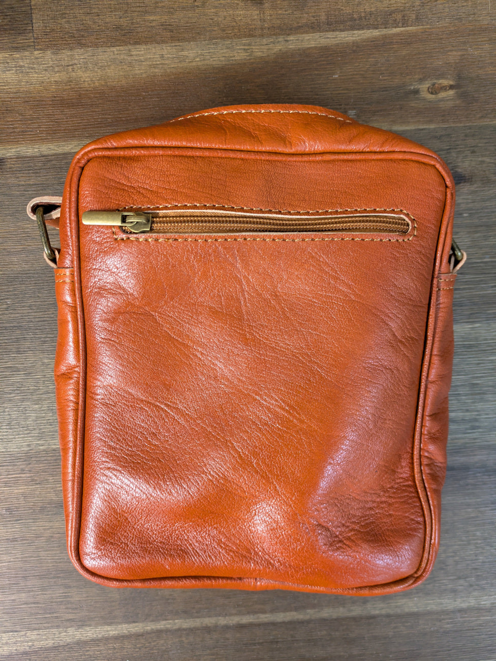 Sample - Small Messenger Bag in Light Brown with Front Pocket