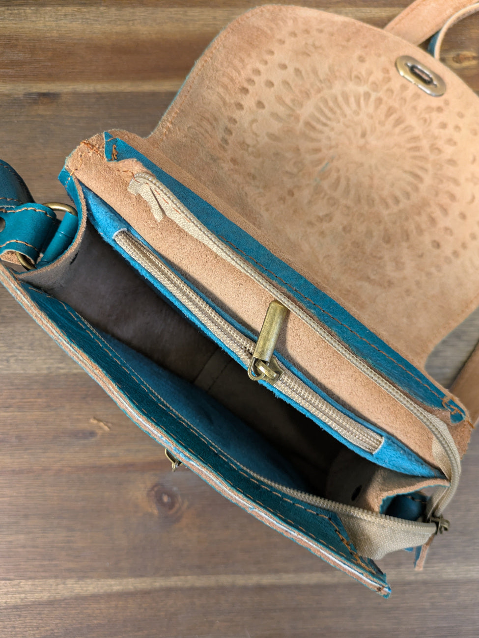 Sample - Small Embossed Saddle Bag in Light Blue