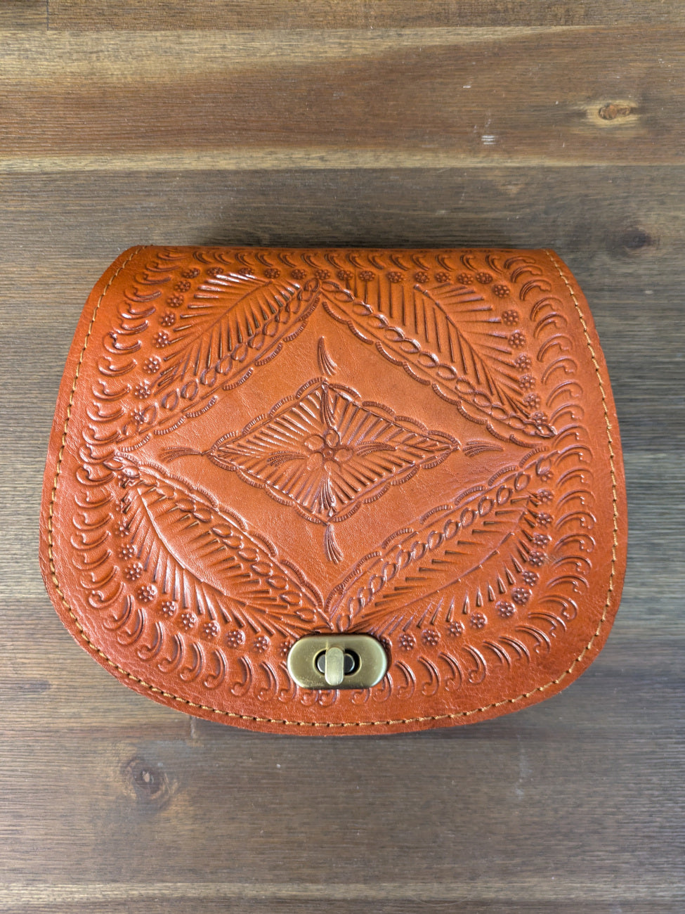 Sample - Small Embossed Saddle Bag in Light Brown