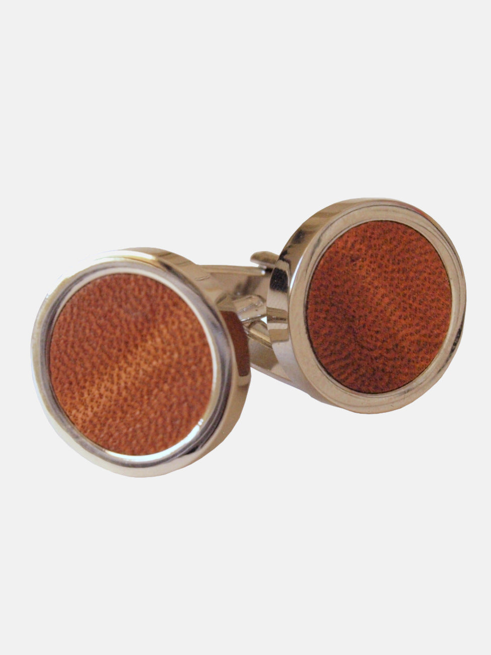 Small Silver Leather Cufflinks