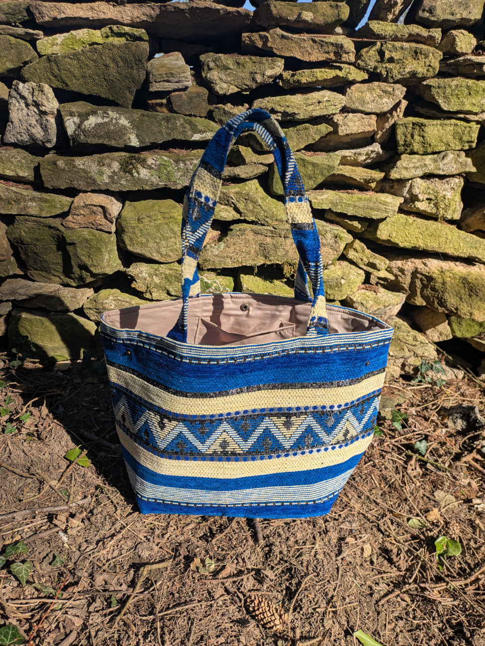 The Nador Small Expandable Fabric Tote in Blue