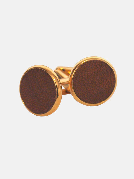 Small Gold Leather Cufflinks