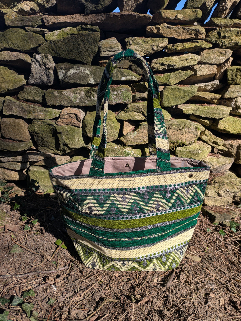 The Nador Small Expandable Fabric Tote in Green