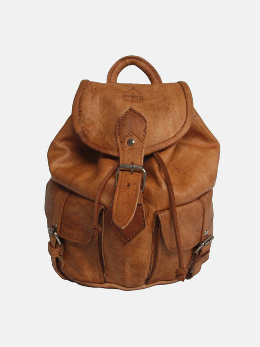 Small Leather Rucksack Tan