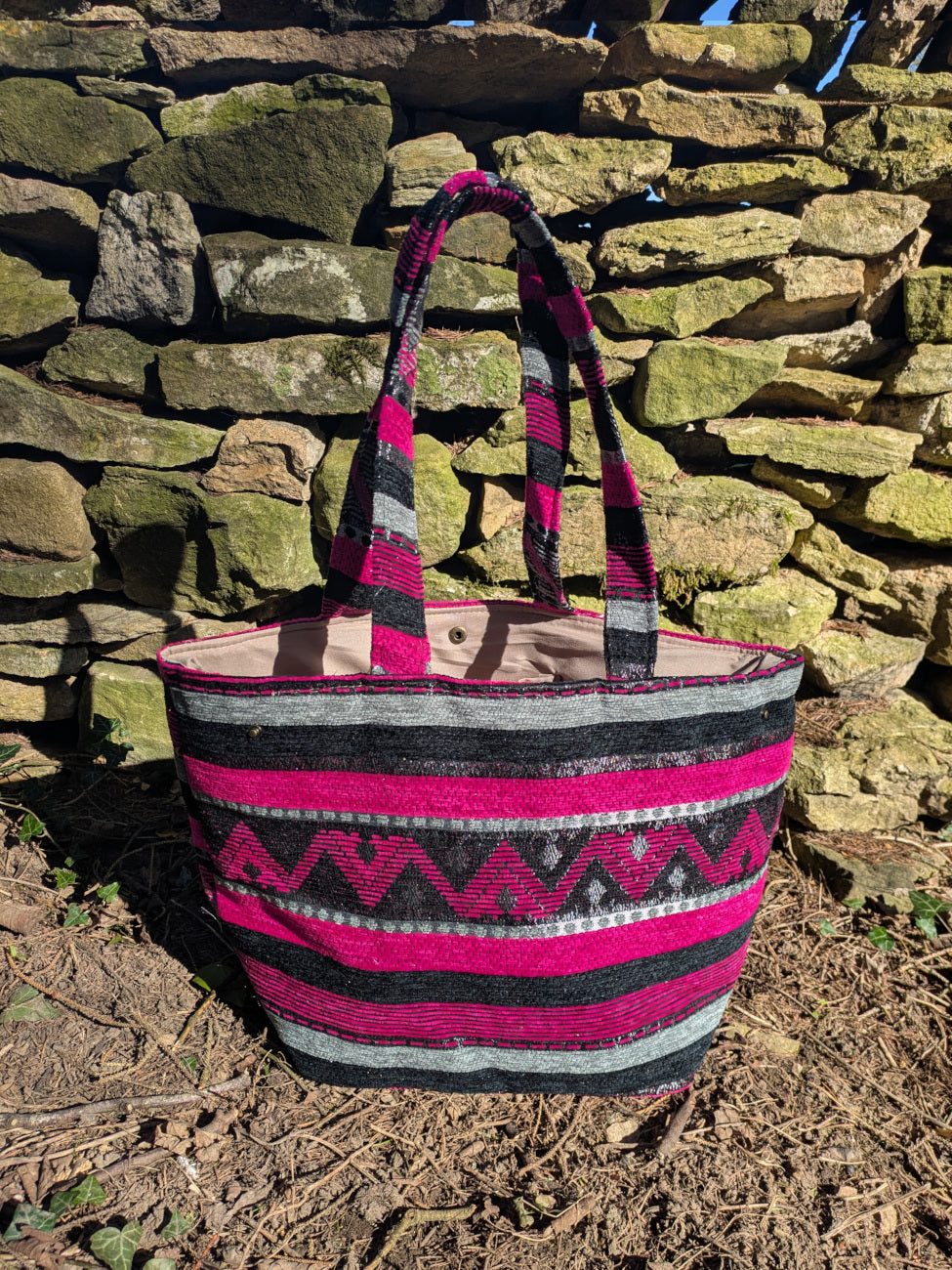 The Nador Small Expandable Fabric Tote in Pink