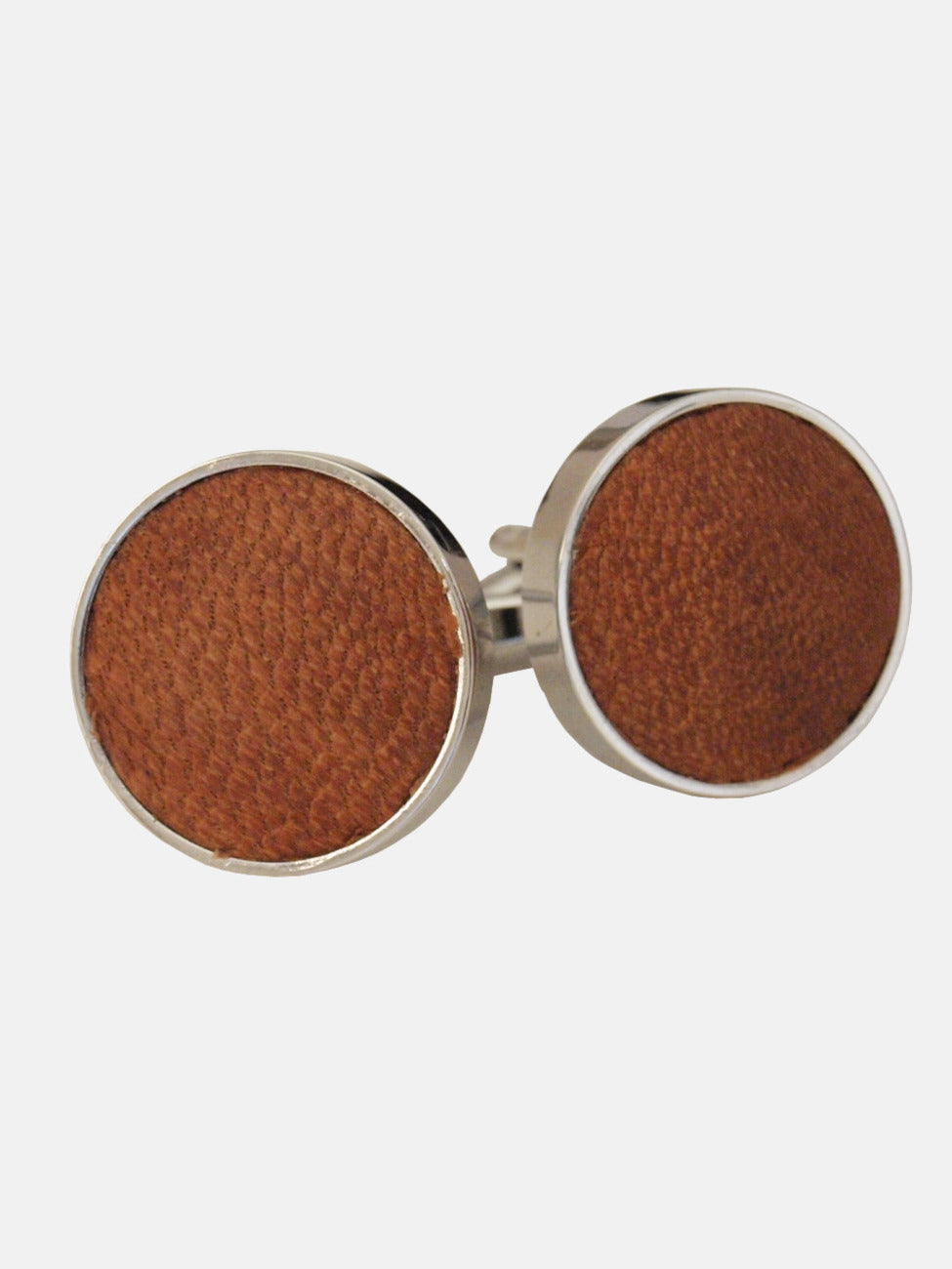 Thin Silver Leather Cufflinks