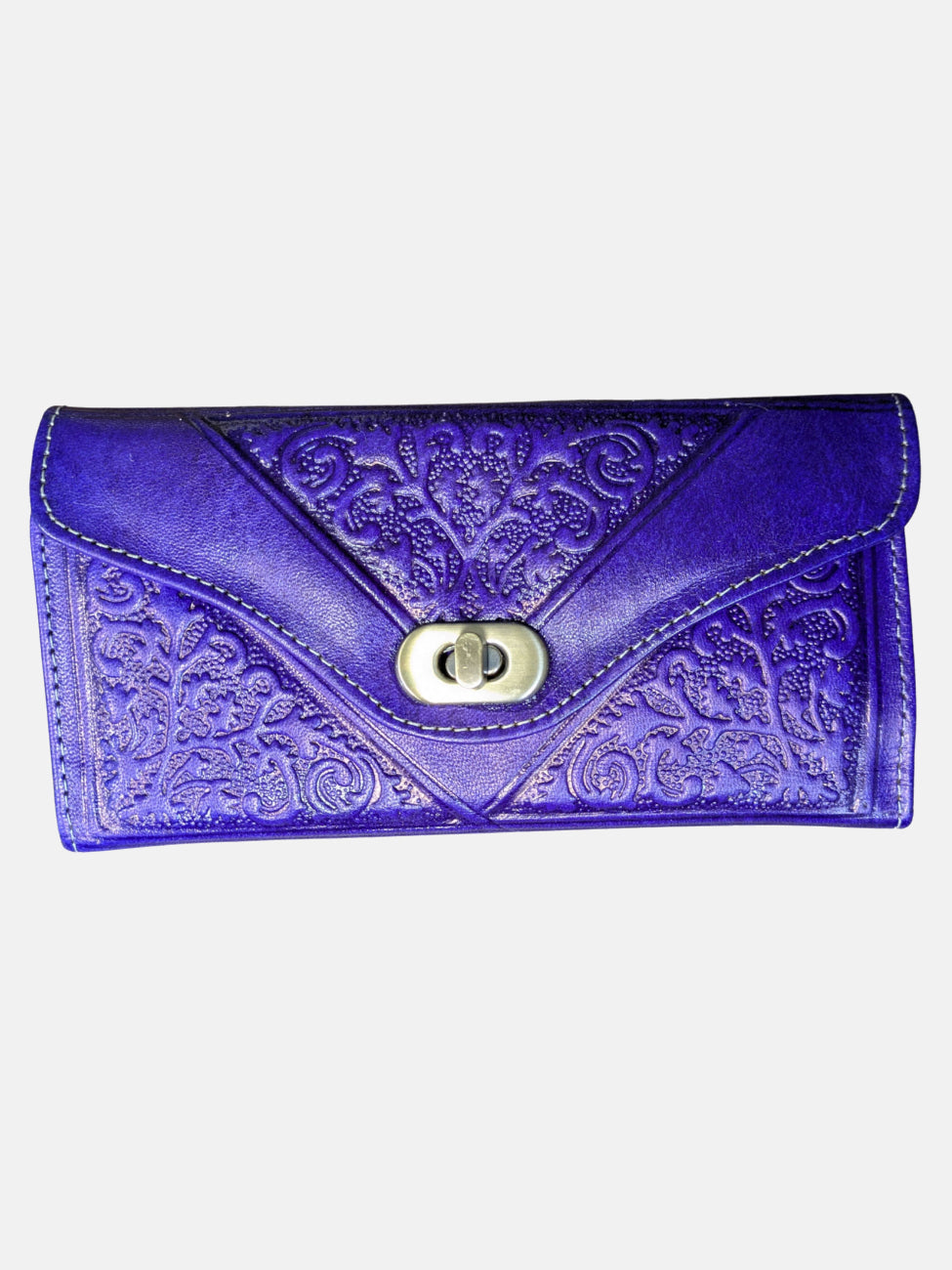 Leather Tri-Fold Purse Violet