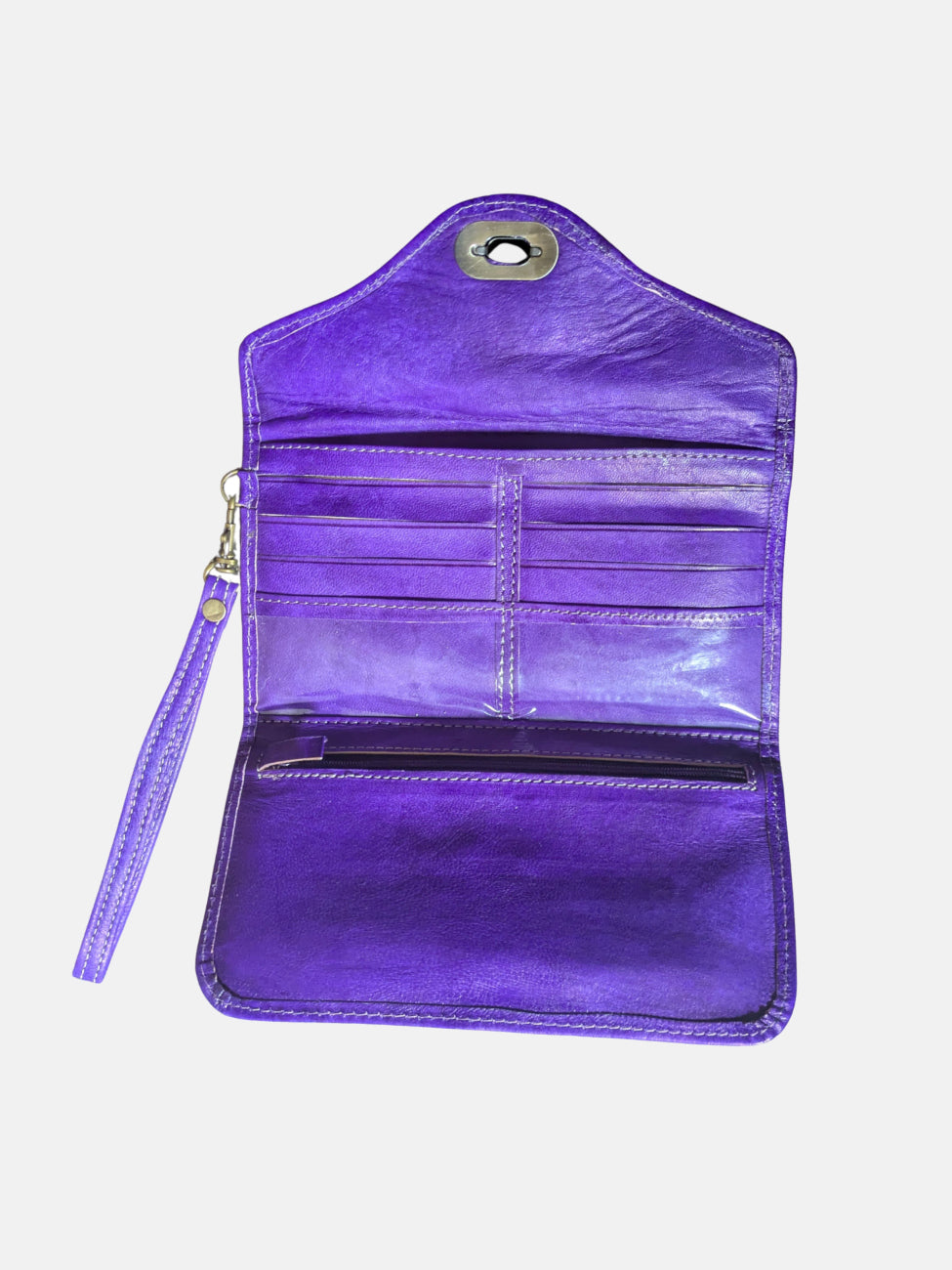 Leather Tri-Fold Purse Violet