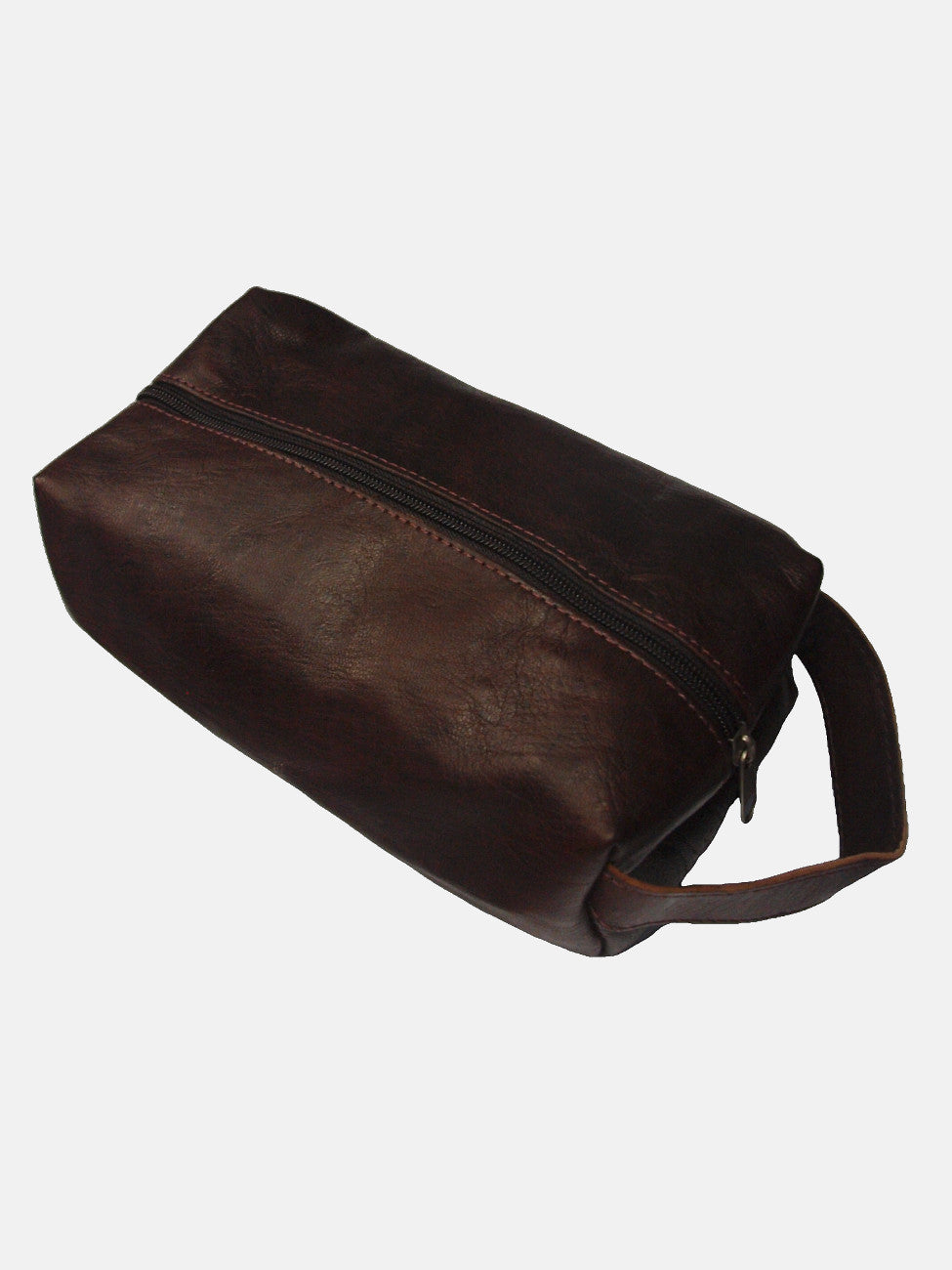 Leather Wash Bag in Brown