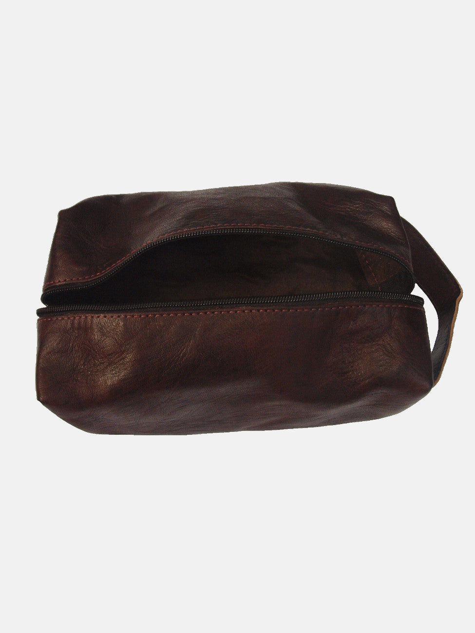 Leather Wash Bag in Brown