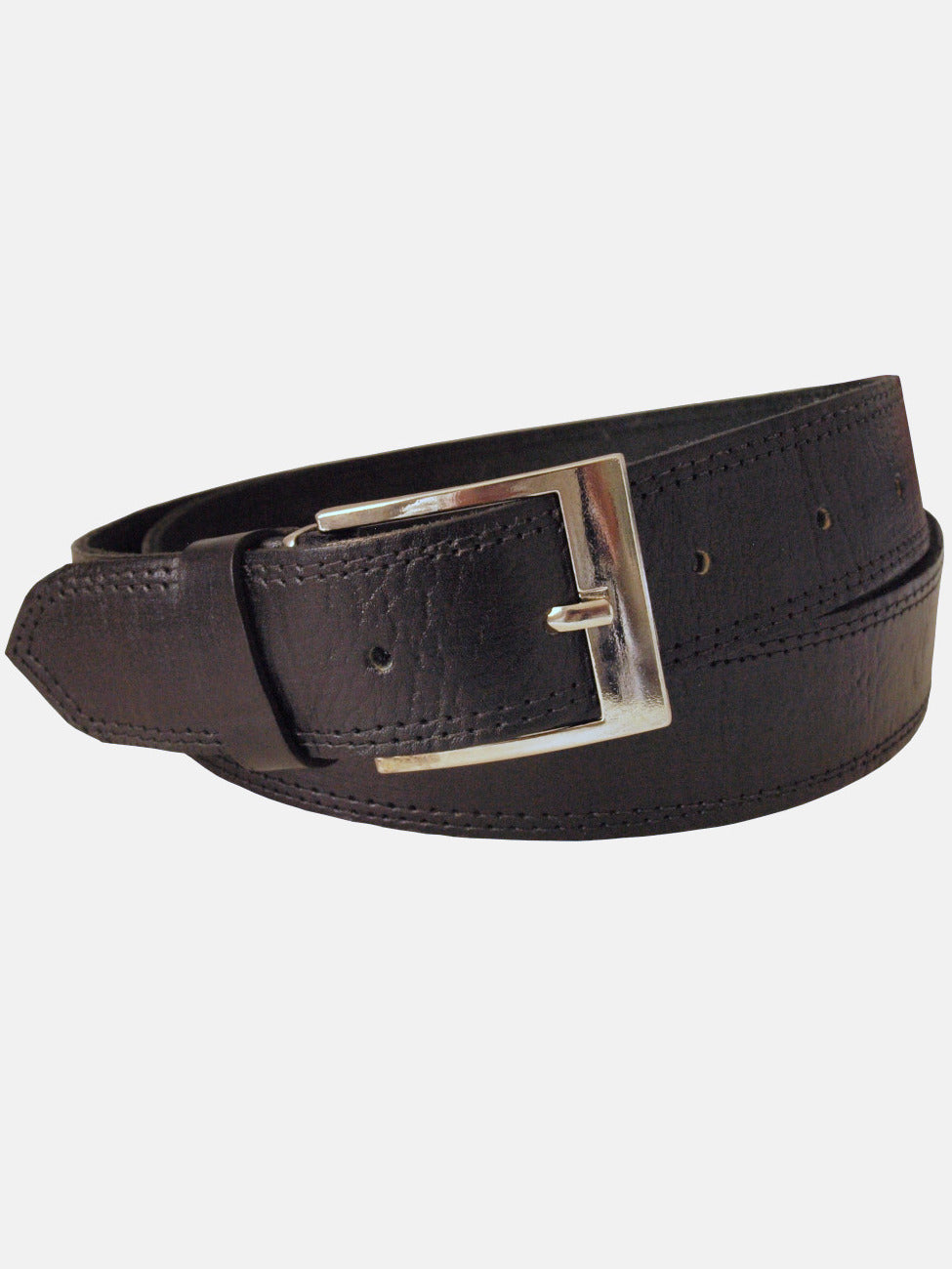 Black Leather Belt with Black Stitching - Wide Width