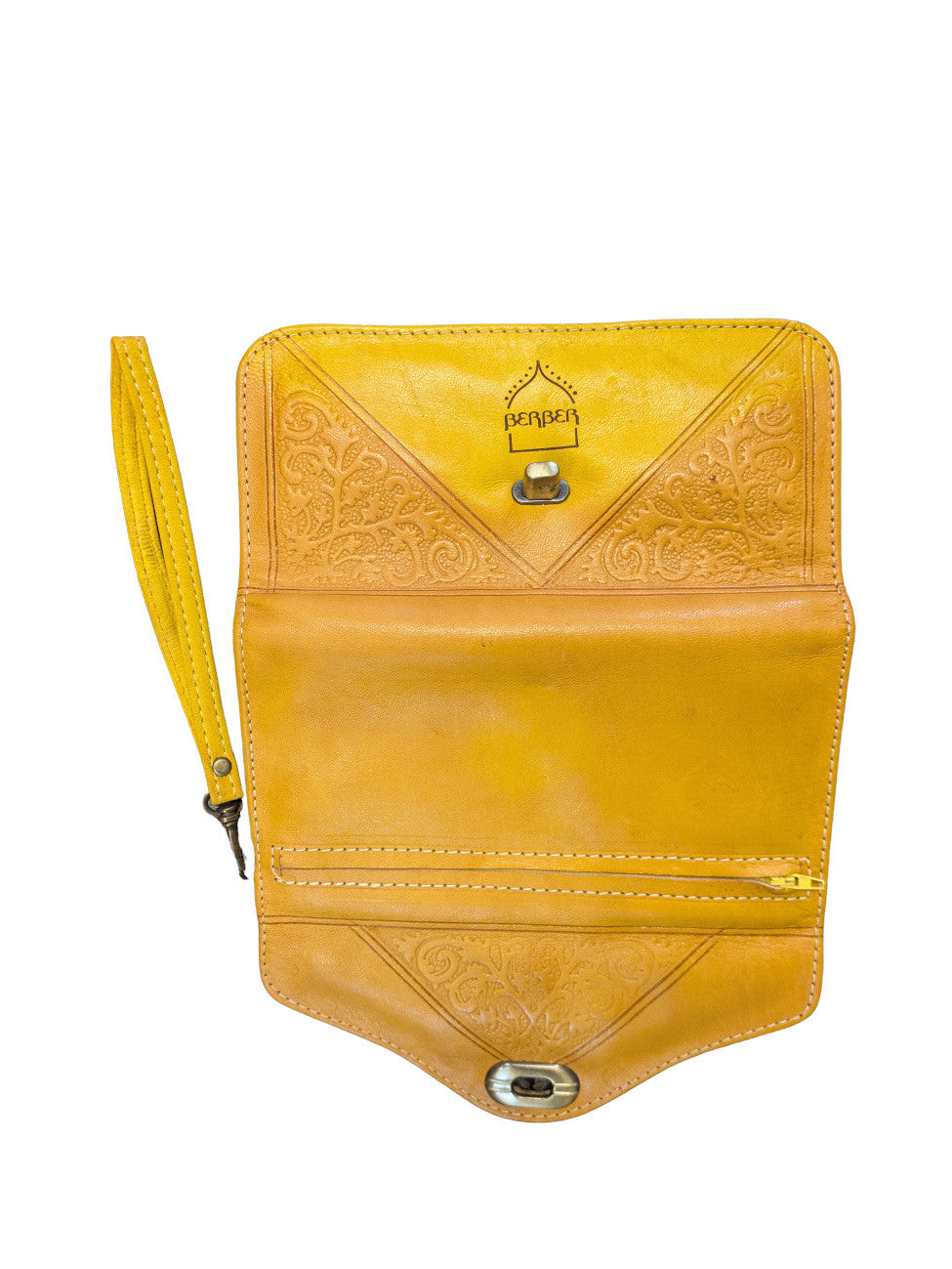 Leren Tri-Fold Portemonnee Geel