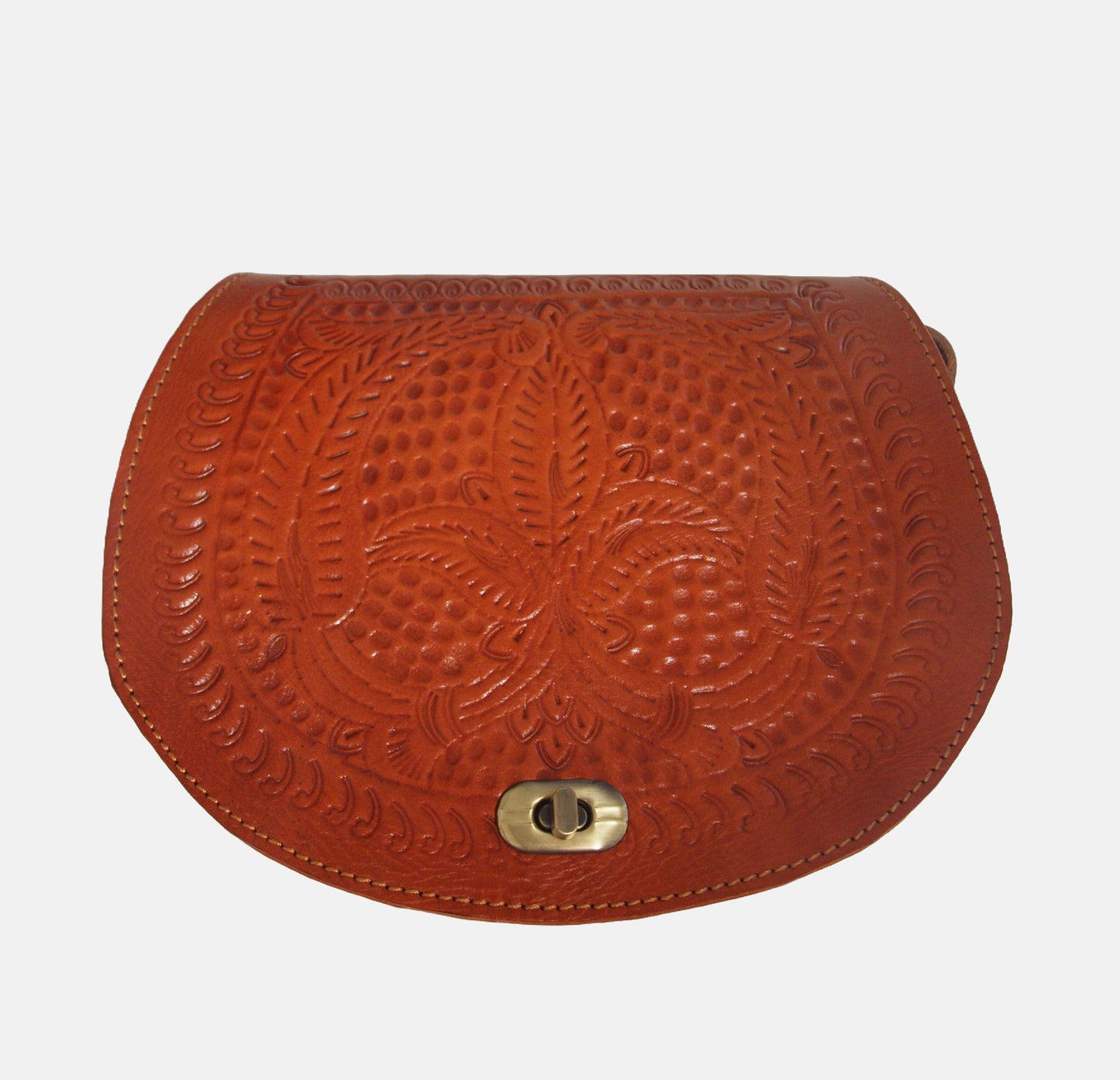 The Temara Embossed Saddle Bag in Light Brown