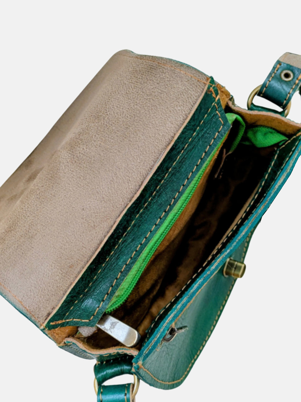 The Temara Small Embossed Saddle Bag in Teal