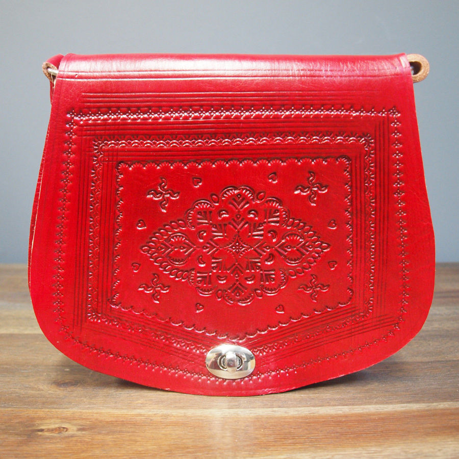 Picture of The Temara Embossed Saddle Bag in Red - Discontinued