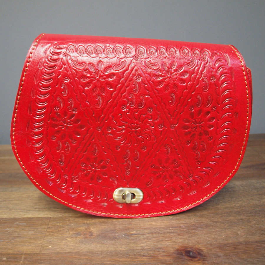 Picture of Second - The Temara Embossed Saddle Bag in Red