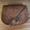Picture of Sample - The Temara Embossed Saddle Bag in Dark Brown